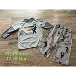 Gymboree Halloween Monster Pajamas 12-18M Boys EUC Spooky Cute Fall PJs